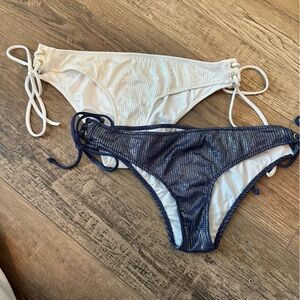 Set of 2 Women’s Pink by Victorias Secret Bikini Sparkle Blue and White Bottoms